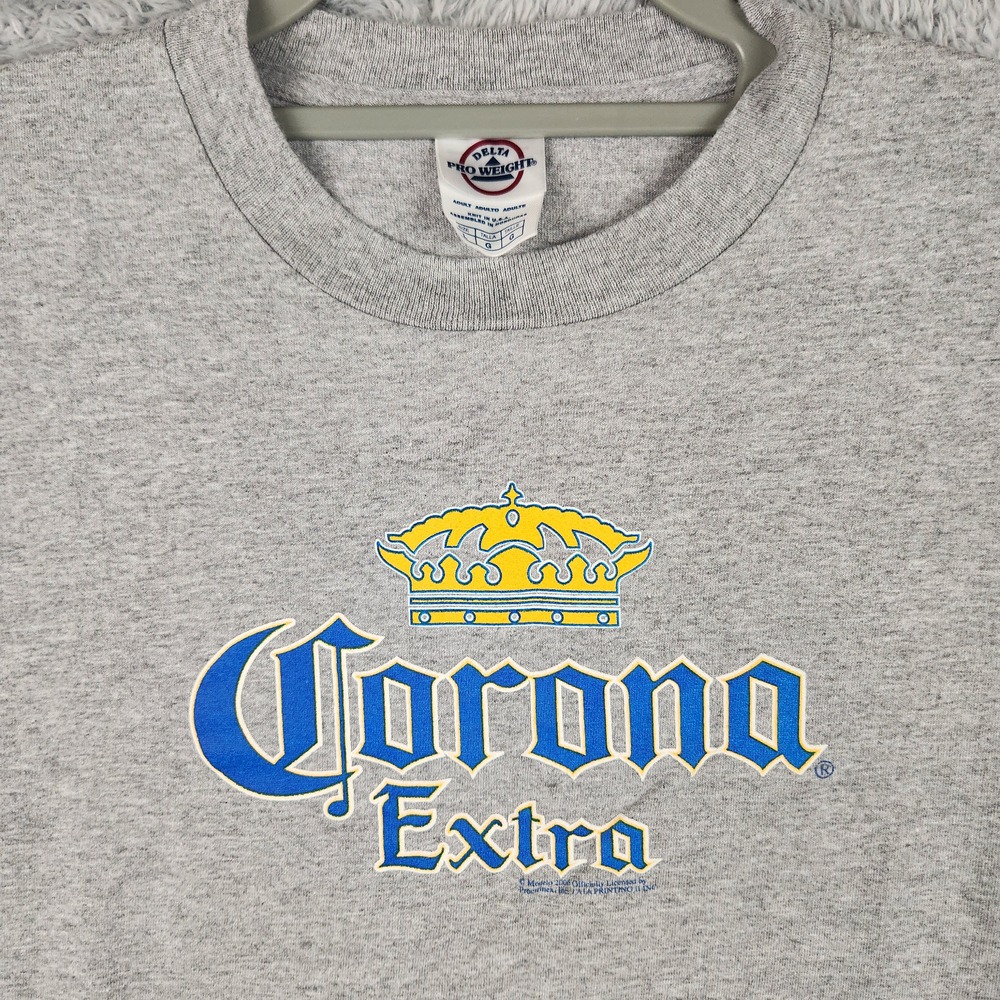 Vintage Corona Extra Shirt Mens Large Gray Beer Logo Graphic Logo Tee Y2k Party